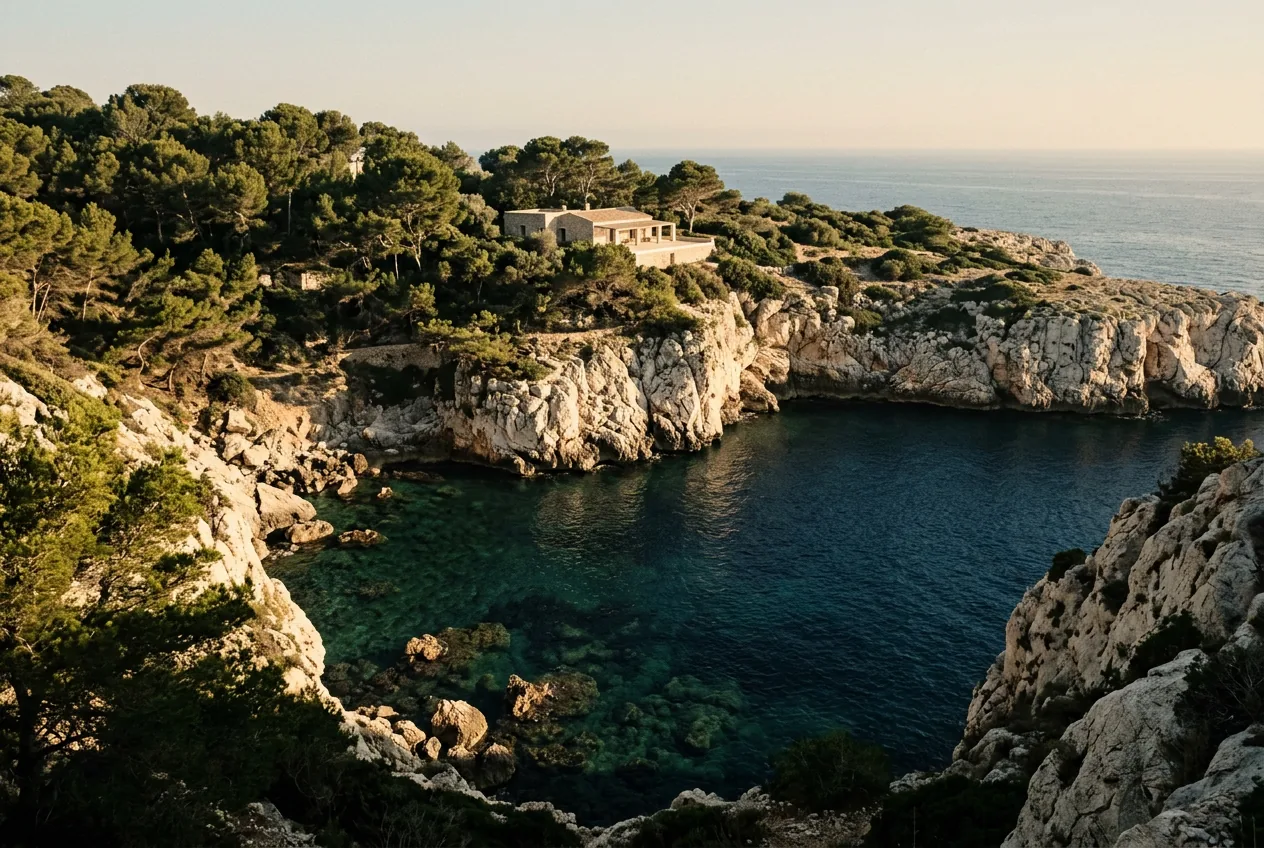 Falaises et crique de l'Algarve vues d'en haut, eau translucide